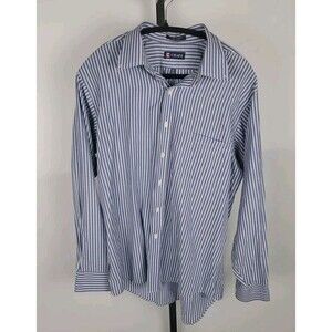 Chaps Shirt Mens Large Striped Purple Blue Button Long Sleeve Pocket